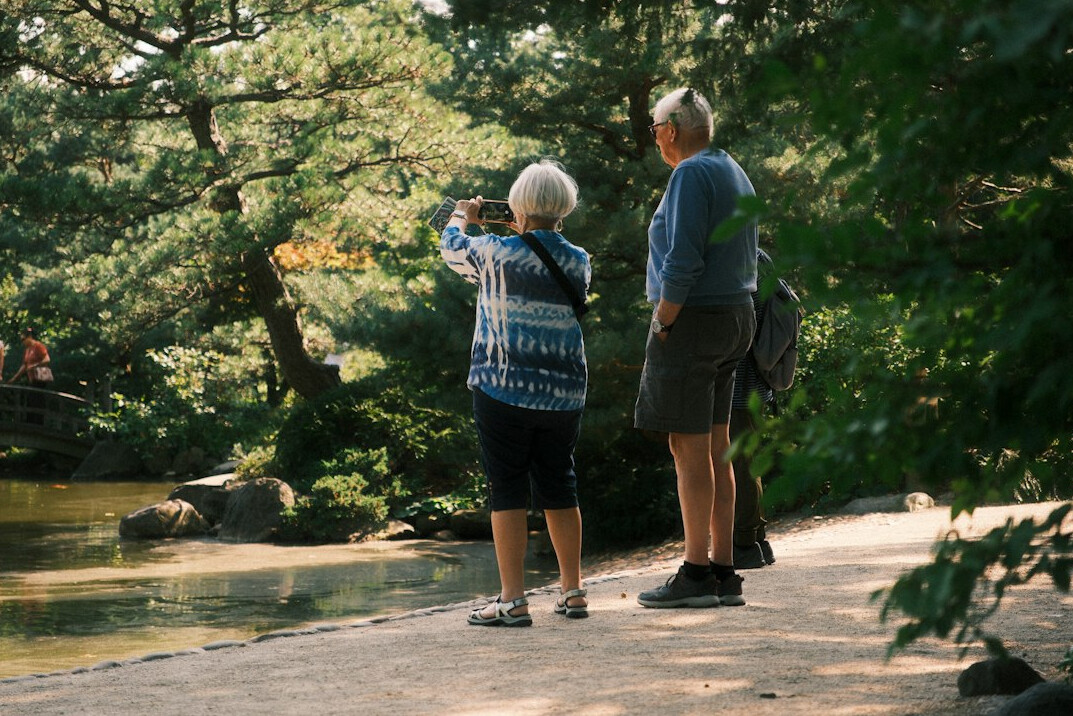 senior couple traveling